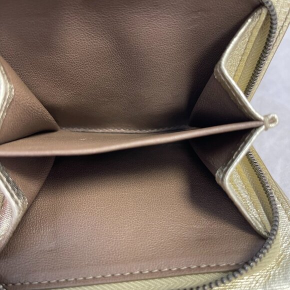 BOTTEGA VENETA Gold Intrecciato Leather Wallet with Coin Pouch - Preowned - Picture 12 of 15